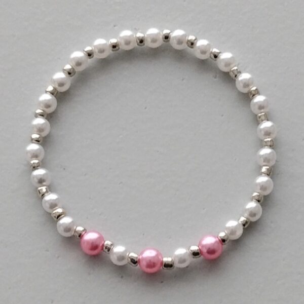 Bracelet with pink, white and silver pearls