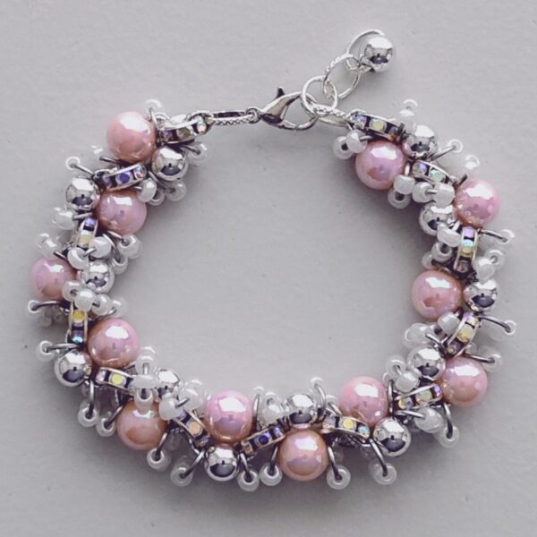 Pink and silver pearls bracelet