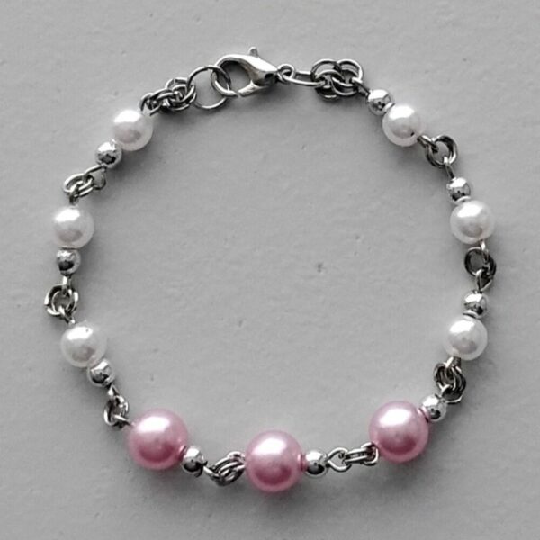 White and pink pearls bracelet
